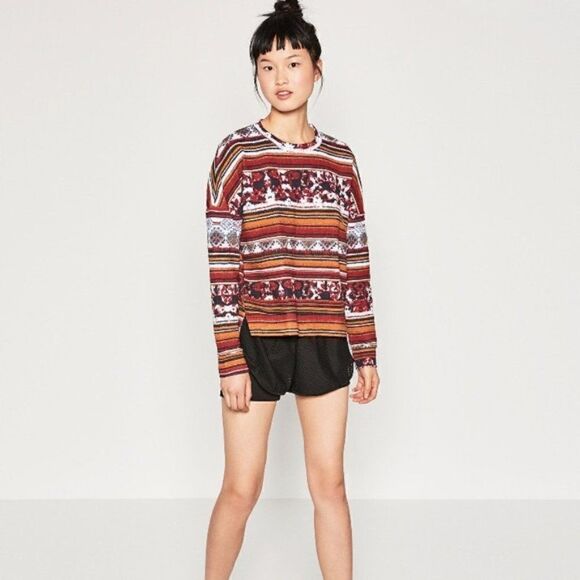 ZARA FLORAL AZTEC PRINTED SWEATSHIRT SWEATER - Picture 7 of 7